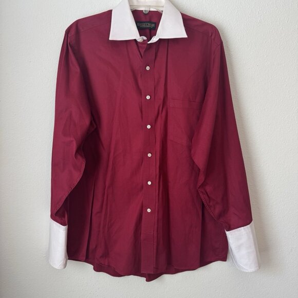 Donald J Trump Signature Collection Men's 16 Dress Shirt Red White Collar & Cuff - Picture 1 of 8